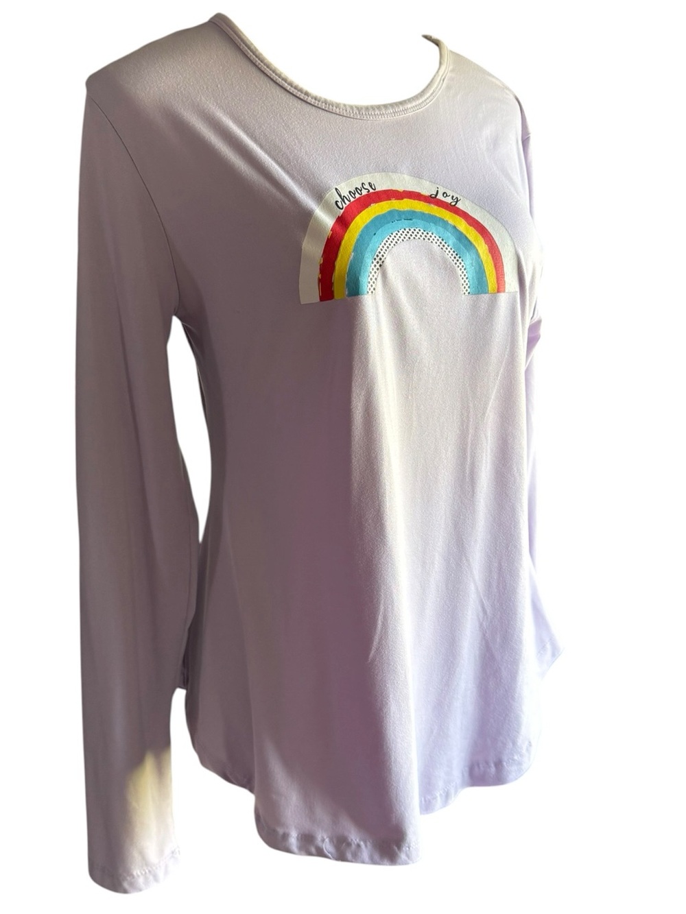 Align Collective Women’s Lavender Long-Sleeve Rainbow Graphic Top - Large